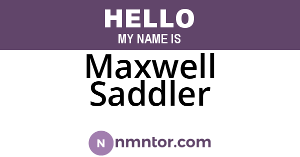Maxwell Saddler