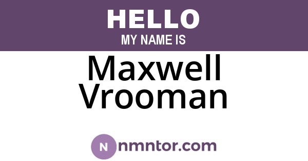 Maxwell Vrooman