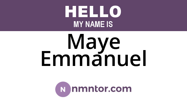 Maye Emmanuel