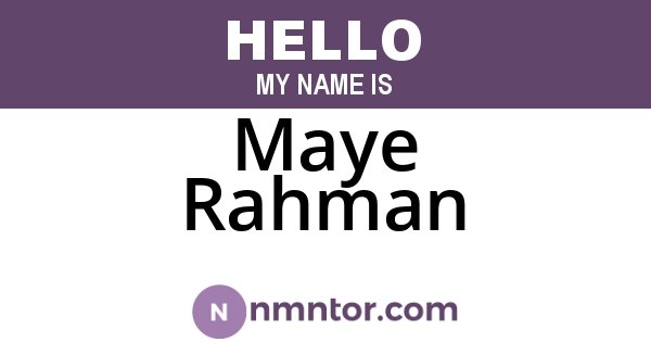 Maye Rahman