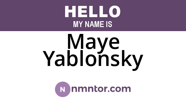 Maye Yablonsky