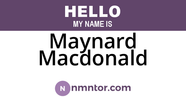 Maynard Macdonald