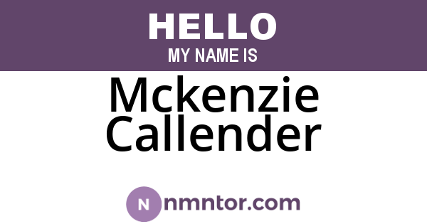Mckenzie Callender