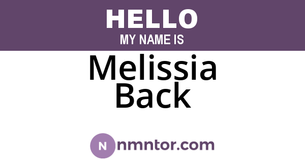 Melissia Back