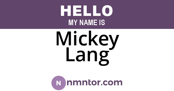 Mickey Lang