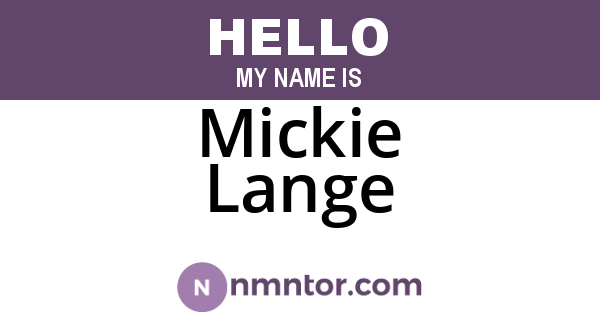 Mickie Lange