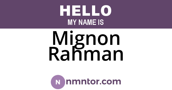 Mignon Rahman