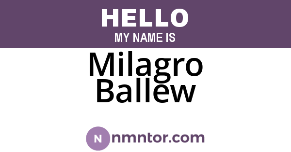 Milagro Ballew
