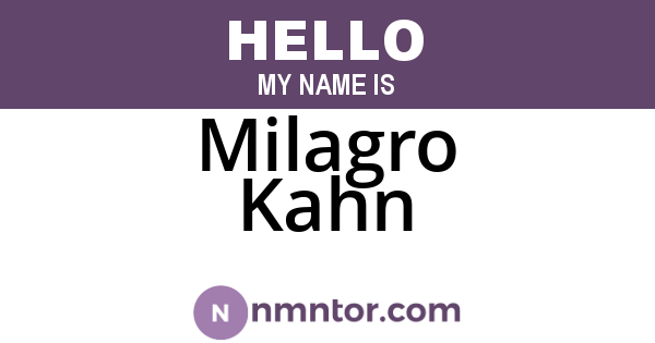 Milagro Kahn