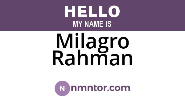 Milagro Rahman