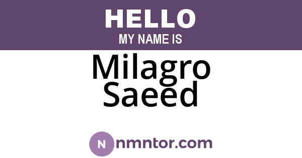Milagro Saeed