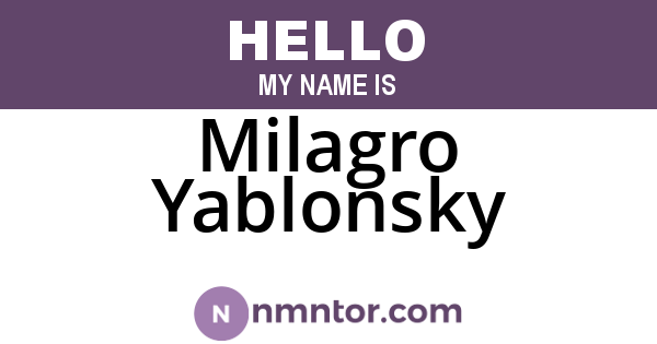 Milagro Yablonsky