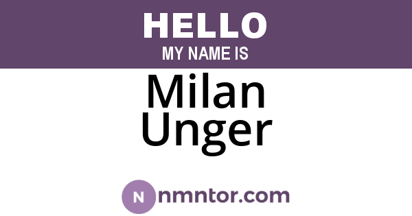 Milan Unger