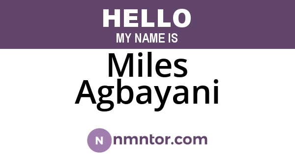 Miles Agbayani