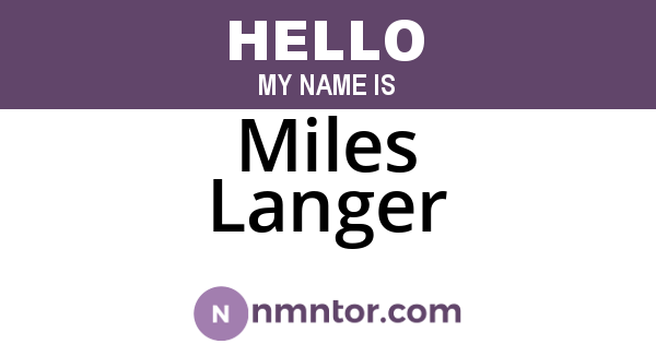 Miles Langer