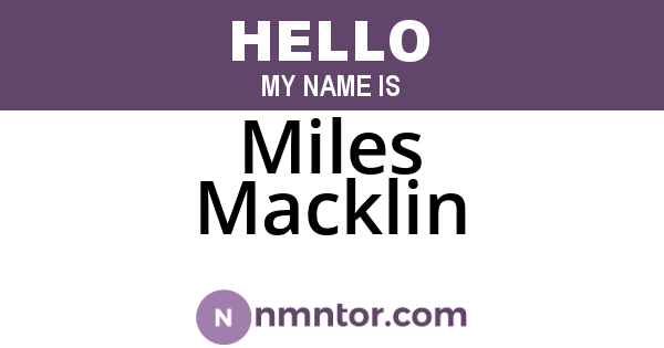 Miles Macklin