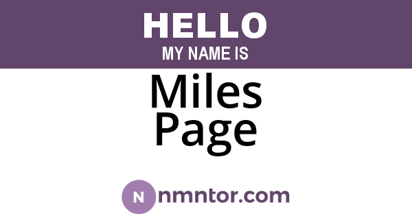 Miles Page