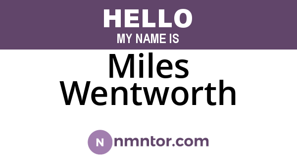 Miles Wentworth