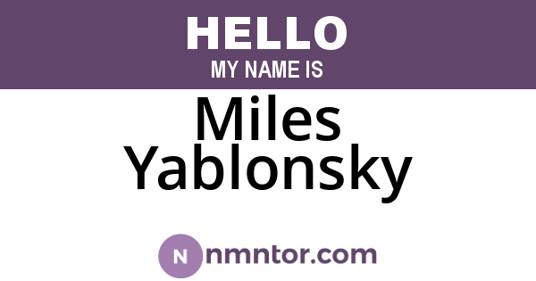 Miles Yablonsky