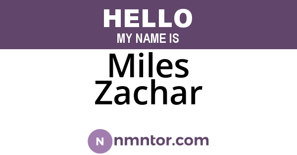 Miles Zachar