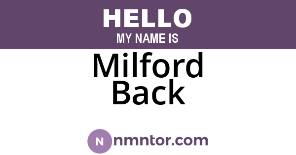 Milford Back
