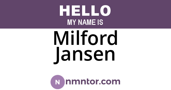 Milford Jansen