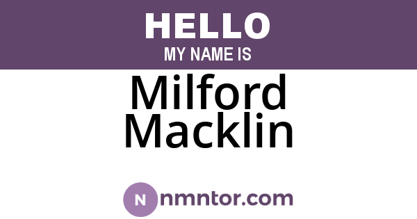 Milford Macklin
