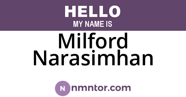 Milford Narasimhan