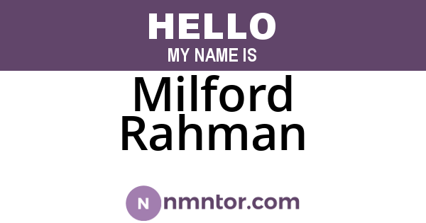 Milford Rahman