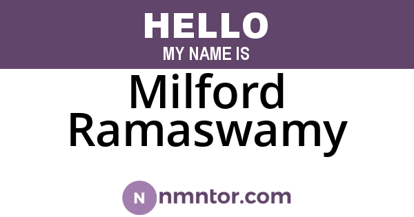 Milford Ramaswamy