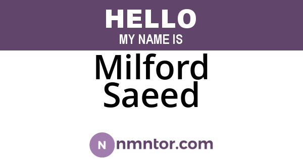 Milford Saeed