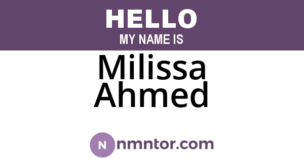 Milissa Ahmed