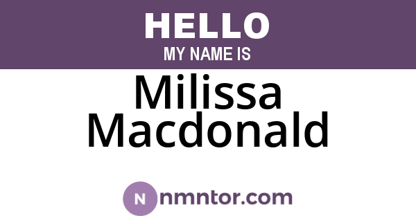 Milissa Macdonald