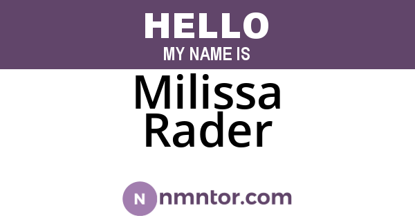 Milissa Rader