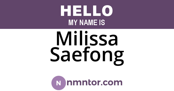 Milissa Saefong