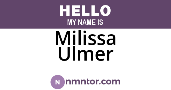 Milissa Ulmer