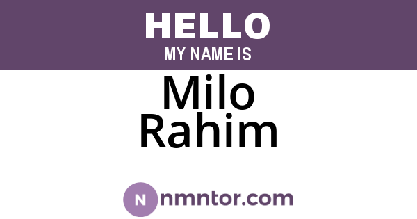 Milo Rahim