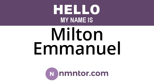 Milton Emmanuel