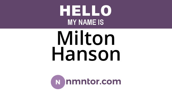 Milton Hanson