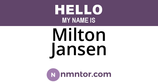 Milton Jansen