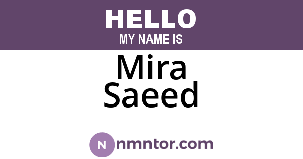 Mira Saeed