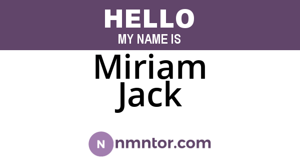 Miriam Jack