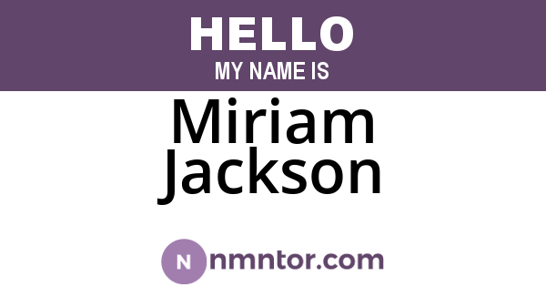 Miriam Jackson