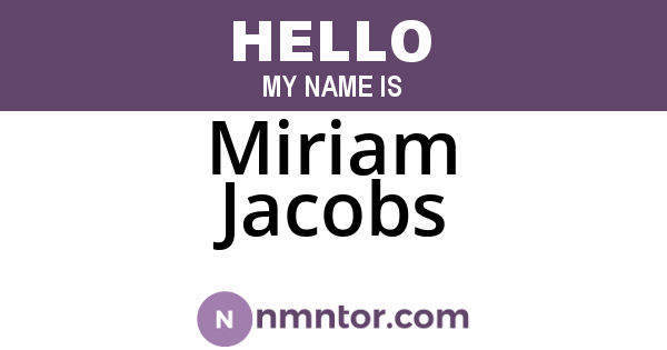 Miriam Jacobs