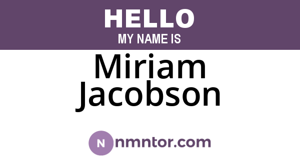 Miriam Jacobson