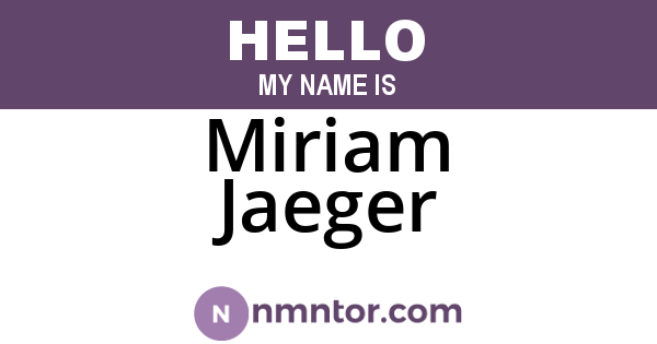 Miriam Jaeger