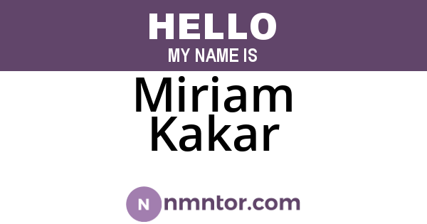 Miriam Kakar