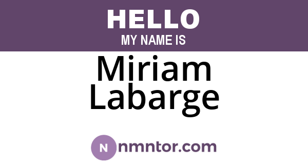 Miriam Labarge