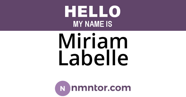 Miriam Labelle