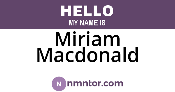 Miriam Macdonald